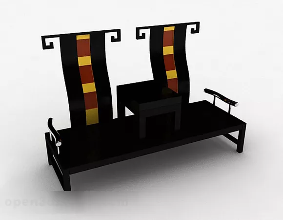 Chinese black combination home chair 3d model Chinese black combination home chair 3d model