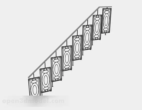 Staircase With Steel Wire Handle 3d model
