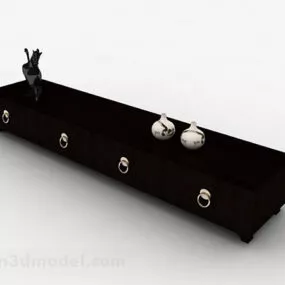 Chinese Black Wood Grain Tv Cabinet 3d model