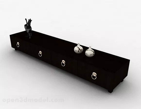 Chinese Black Wood Grain Tv Cabinet 3d model Chinese Black Wood Grain Tv Cabinet 3d model