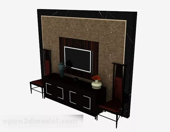 Chinese Black Wooden Tv Locker 3d model Chinese Black Wooden Tv Locker 3d model