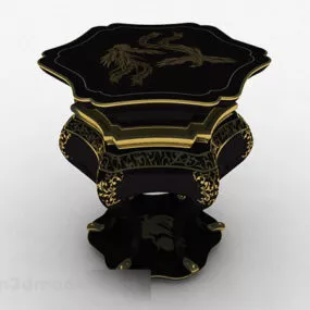 Chinese Style Black Wooden Stool 3d model