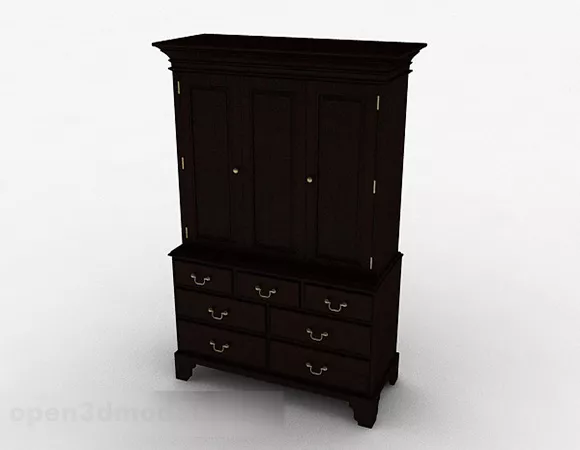 Chinese Style Black Wooden Wardrobe 3d model Chinese Style Black Wooden Wardrobe 3d model