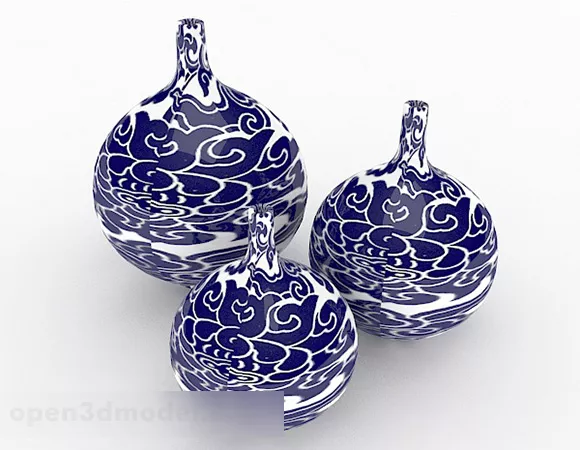 Chinese Blue Pattern Big Belly Bottle 3d model Chinese Blue Pattern Big Belly Bottle 3d model