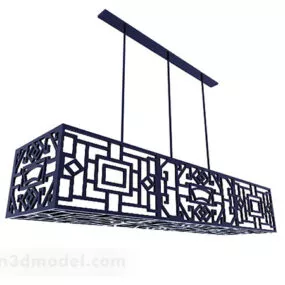 Chinese Style Blue Hollow Chandelier 3d model