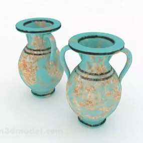 Chinese Blue Pattern Trumpet Vase 3d model