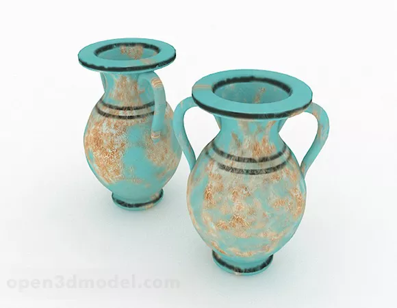 Chinese Blue Pattern Trumpet Vase 3d model Chinese Blue Pattern Trumpet Vase 3d model