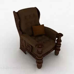 Chinese Style Brown Single Sofa 3d model
