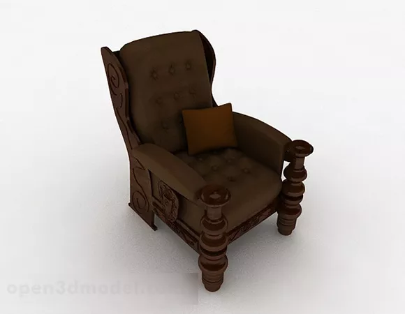 Chinese Style Brown Single Sofa 3d model Chinese Style Brown Single Sofa 3d model