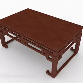 Chinese Brown Wooden Coffee Table 3d model