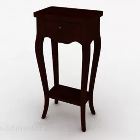 Chinese Style Brown Wooden Flower Stand 3d model