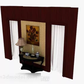 Chinese Style Brown Wooden Furniture 3d model
