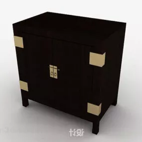 Chinese Style Brown Wooden Locker 3d model