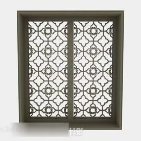 Brown Wooden Window Chinese Style 3d model
