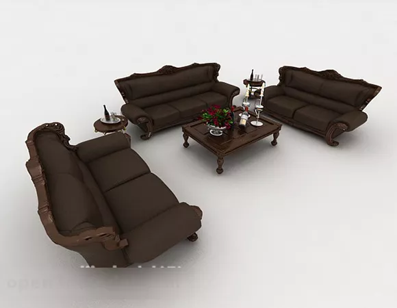 Chinese Style Dark Brown Sofa 3d model Chinese Style Dark Brown Sofa 3d model