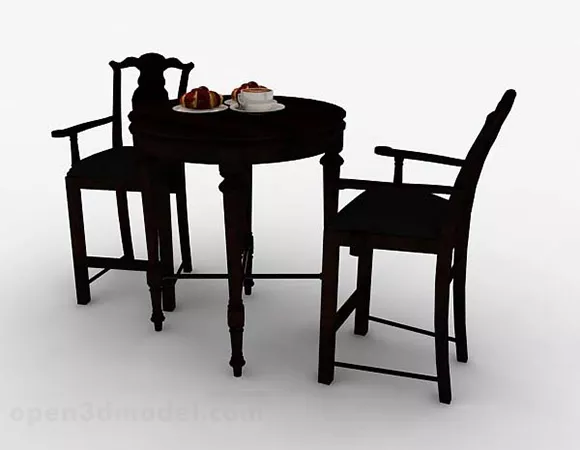Chinese Dark Brown Dining Table Chair 3d model Chinese Dark Brown Dining Table Chair 3d model