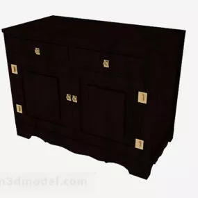 Chinese Style Dark Brown Locker 3d model