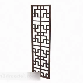 Chinese Dark Brown Single Door Window 3d model