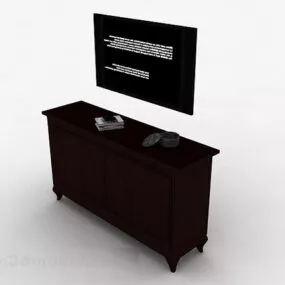 Chinese Dark Brown Tv Cabinet 3d model