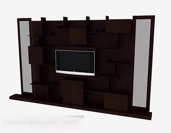Chinese Dark Style Tv Background Wall 3d model Chinese Dark Style Tv Background Wall 3d model