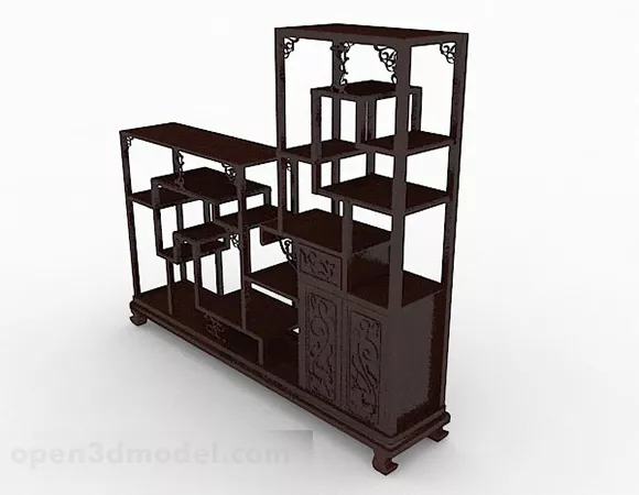 Chinese Dark Brown Wooden Display Cabinet 3d model Chinese Dark Brown Wooden Display Cabinet 3d model