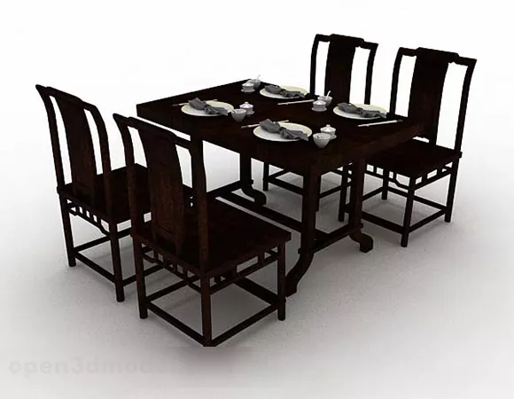 Chinese Style Dining Table And Chair 3d model Chinese Style Dining Table And Chair 3d model