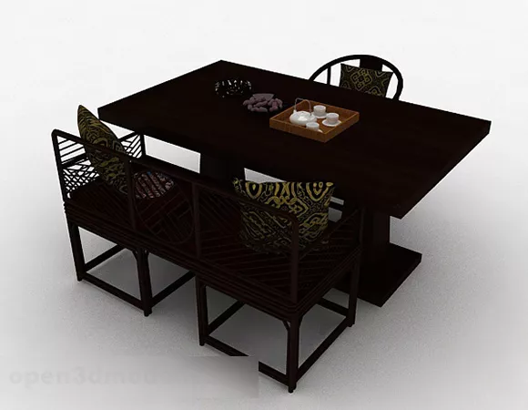 Chinese Style Dining Table And Chair Combination 3d model Chinese Style Dining Table And Chair Combination 3d model