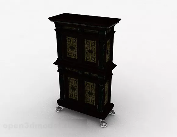 Chinese Style Double Wood Locker 3d model Chinese Style Double Wood Locker 3d model