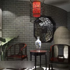 Chinese Style Entrance Interior 3d model