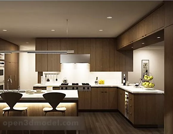 Chinese Style Home Kitchen Design Interior 3d model Chinese Style Home Kitchen Design Interior 3d model