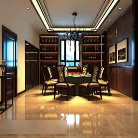 Chinese Style Home Restaurant Interior 3d model
