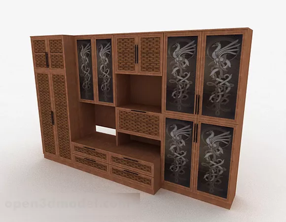 Morn Wardrobe Furniture With Side Shelf 3d model