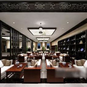 Chinese Style Leisure Area Interior 3d model
