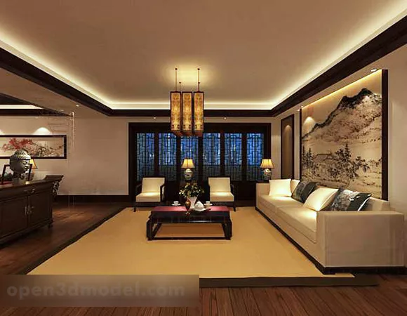 Chinese Style Living Room Scene 3d model Chinese Style Living Room Scene 3d model