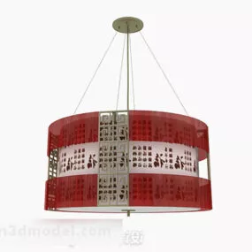 Chinese Style Red Circular Chandelier 3d model