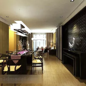 Chinese Style Restaurant Interior 3d model