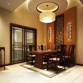 Chinese Restaurant Background Wall Interior 3d model