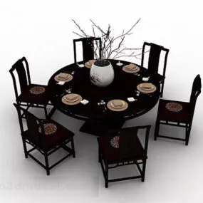 Chinese Style Wooden Dining Table 3d model