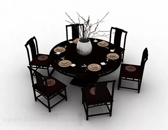 Chinese Style Wooden Dining Table 3d model Chinese Style Wooden Dining Table 3d model