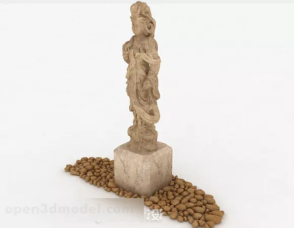 Ancient Statue European Lion 3d model