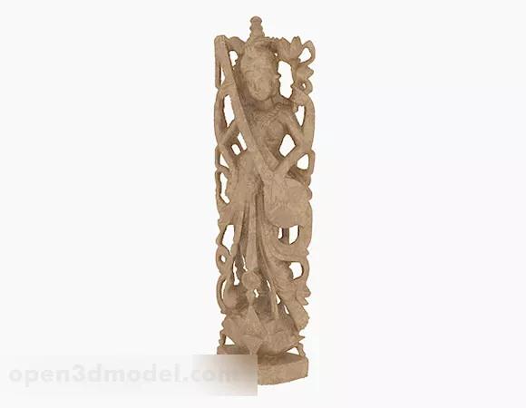 Chinese Style Stone Dancer Sculpture 3d model Chinese Style Stone Dancer Sculpture 3d model