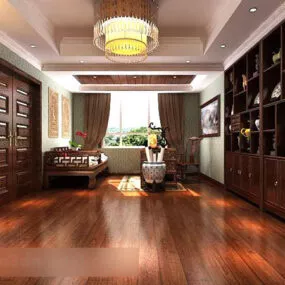 Chinese Style Study Room Interior 3d model