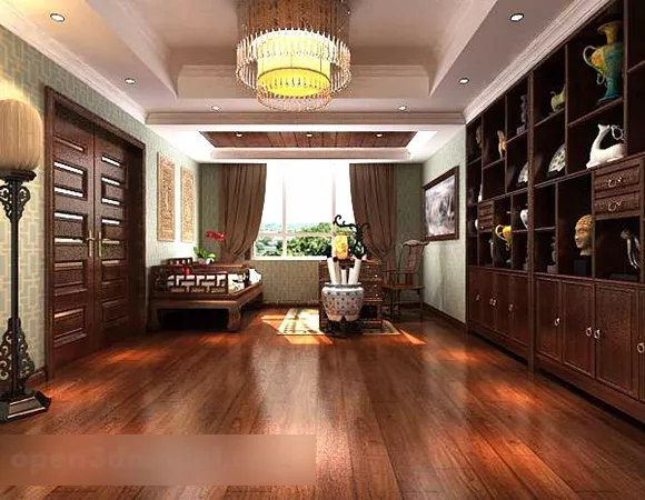 Chinese Style Study Room Interior 3d model Chinese Style Study Room Interior 3d model