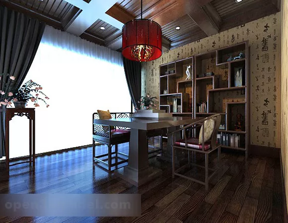 Chinese Study Room Ceiling Interior 3d model Chinese Study Room Ceiling Interior 3d model