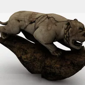 Chinese Wooden Tiger Sculpture 3d model
