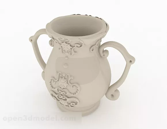 Chinese Ceramic Pot With Painting Texture 3d model