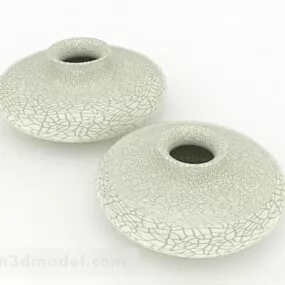 Chinese White Striped Big Belly Vase 3d model