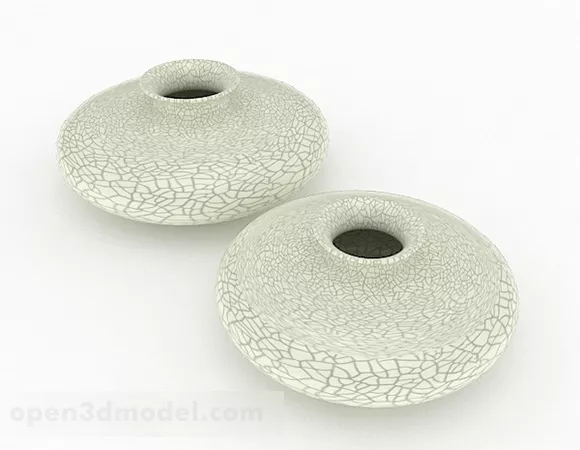 Chinese White Striped Big Belly Vase 3d model Chinese White Striped Big Belly Vase 3d model