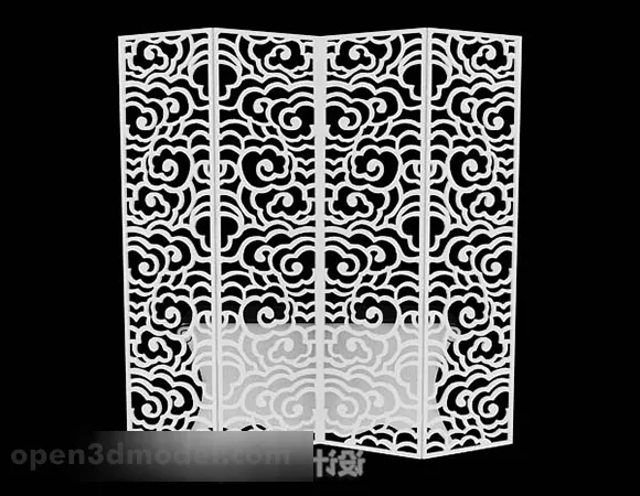 White Wooden Screen Partition Chinese Style 3d model White Wooden Screen Partition Chinese Style 3d model