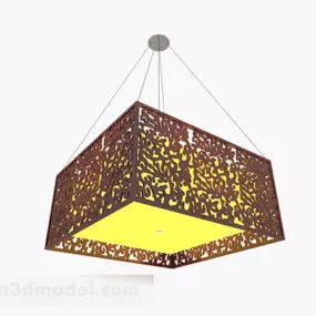 Chinese Style Wooden Hollow Chandelier 3d model
